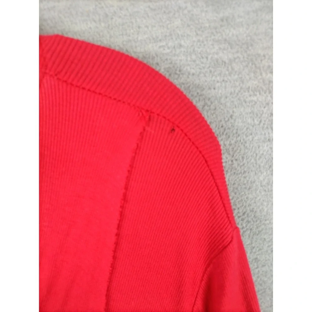 Free People Womens Sweater L Red Oversized Turtleneck‎ V Cut Out Party Holiday